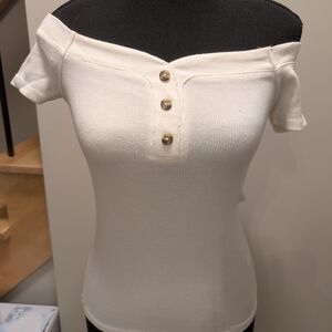Ardene White Ribbed Top